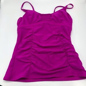 Athleta Smocked Pink Tankini Bathing Suit Top Size 34 B/C